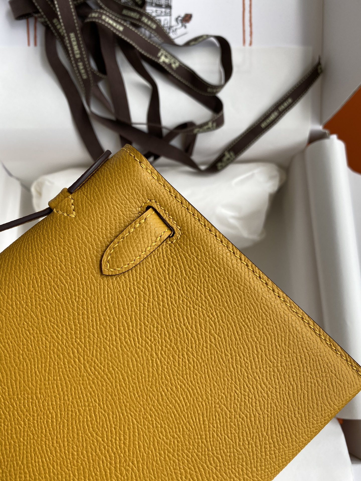 Hermes Mini Kelly Pochette 22cm Bag In Yellow Omber Epsom Leather